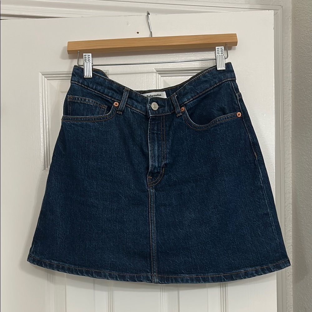 Reformation Lydia High Rise Denim Mini Skirt